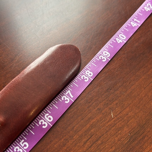 BOSCA Canadian Leather belt size 32 nwot silver square buckle chestnut brown - Picture 7 of 8